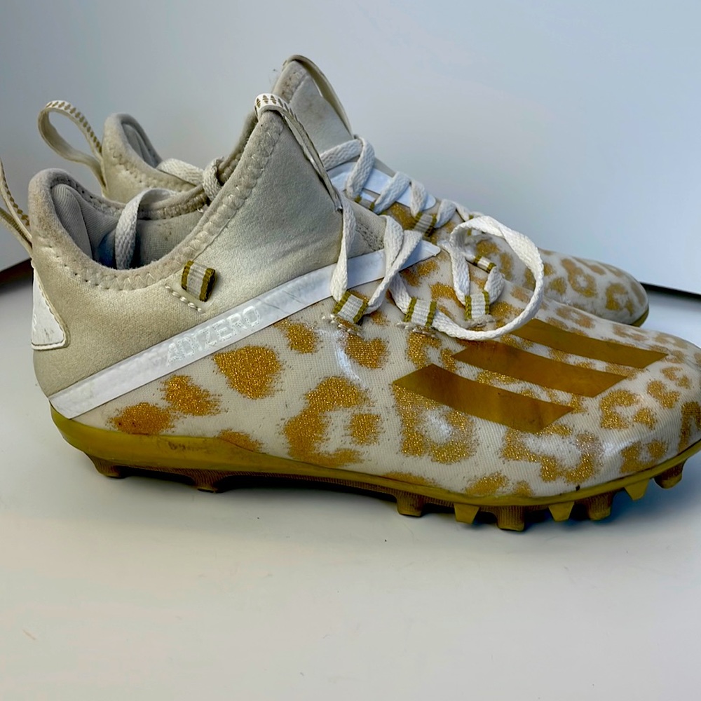 Adidas football leopard pattern cleats, gold size 3